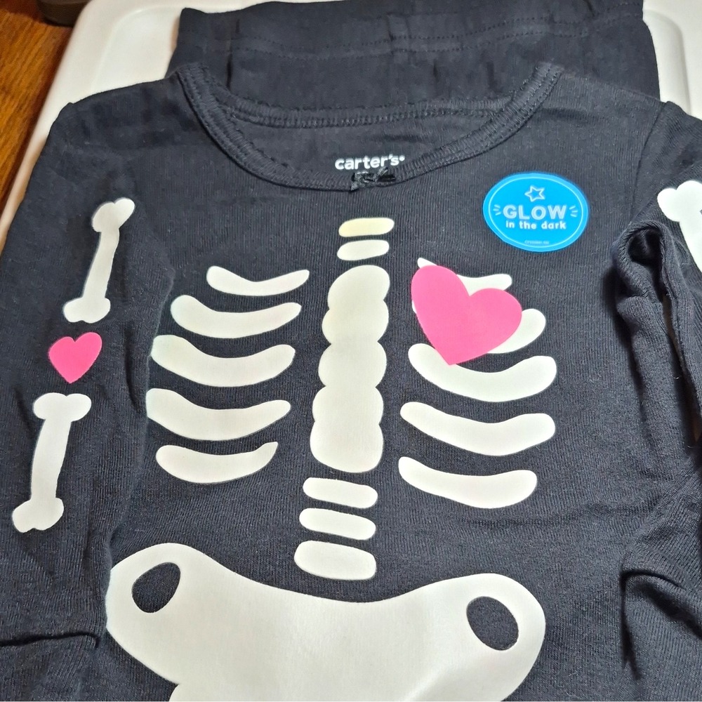Carter's Glow in the Dark Skeleton Outfit Set 9-12 Months Top Pants